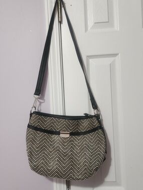 Rosetti Black and Cream Chevron Shoulder Bag